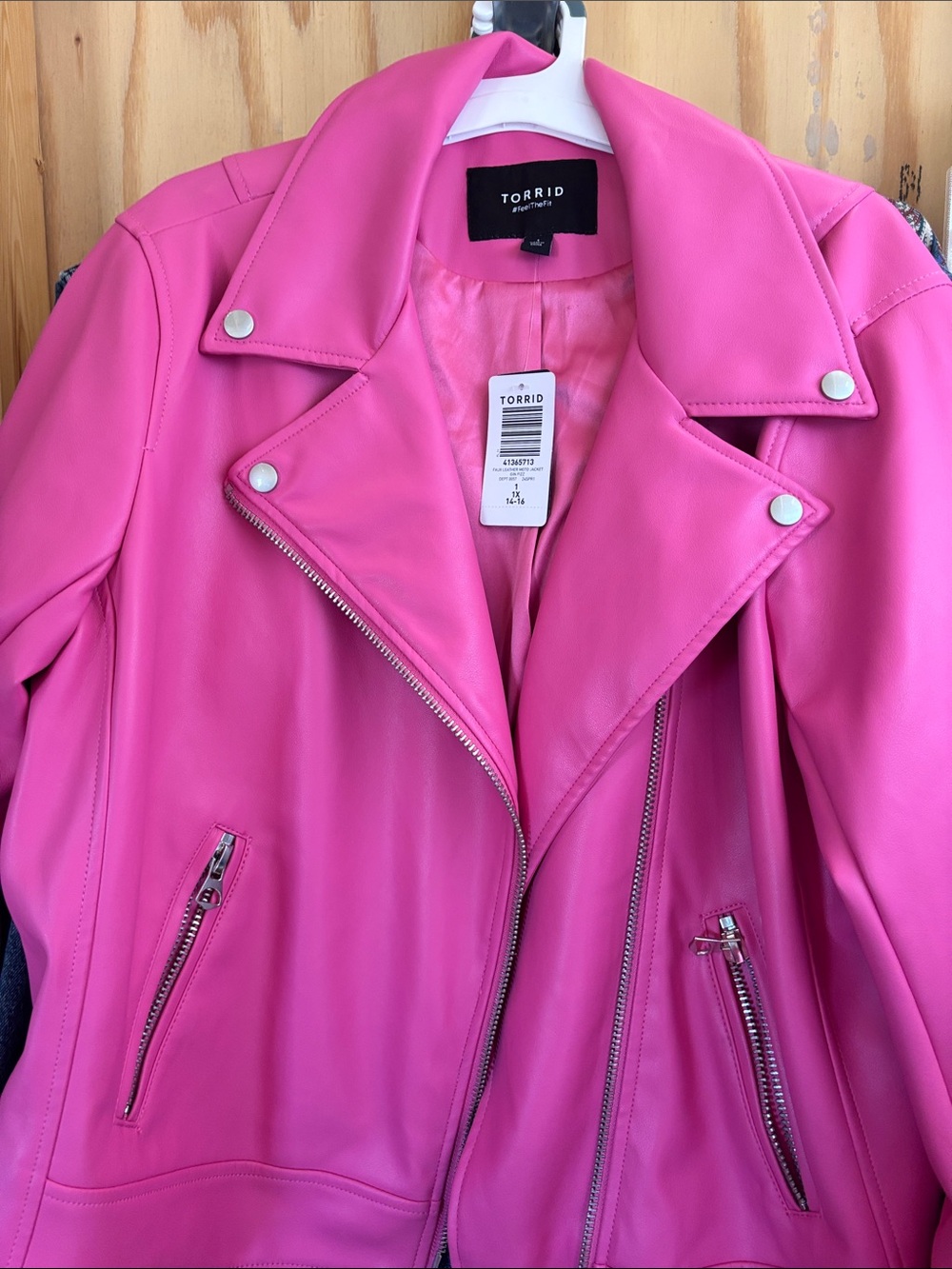 torrid Hot Pink Faux Leather Moto Jacket 1X 14/16 new with tags - Picture 1 of 10